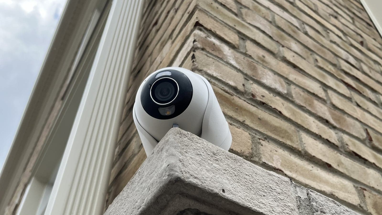 Exterior security camera installed near the front entrance of a home in Oakville